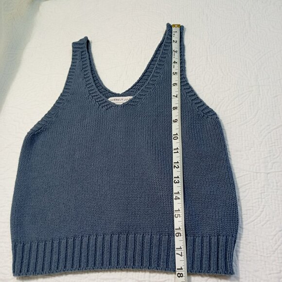 Sincerely Jules Blue Knit Sleeveless V-Neck Tank Top Size S Womens Apparel - Picture 5 of 6